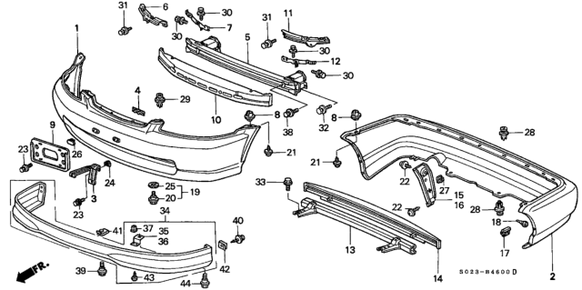 2000 Honda Civic Stay A, R. FR. Bumper Side Stiffener Diagram for 71142-S01-A00ZZ