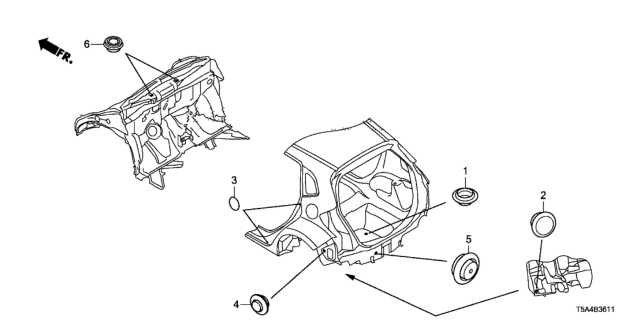 2017 Honda Fit Grommet (Rear) Diagram