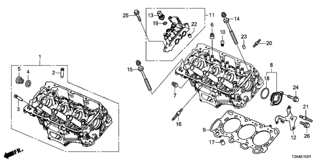 2014 Honda Accord 4 Door TOUR (V6) KL 6AT Front Cylinder Head (V6) Diagram