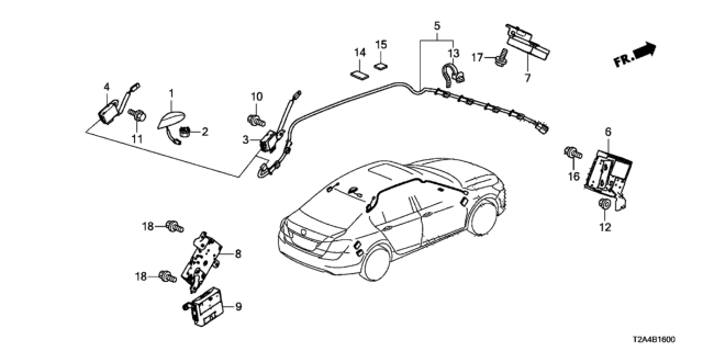 2016 Honda Accord Antenna Assembly, Xm (Lunar Silver Metallic) Diagram for 39150-T2A-A01ZU