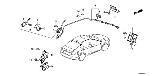 2014 Honda Accord Antenna Assembly, X (Obsidian Blue Pearl) Diagram for 39150-T2A-A01ZH