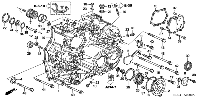 2006 Honda Accord Hybrid AT Transmission Case Diagram