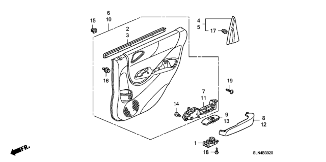 2007 Honda Fit 5 Door BASE KA 5MT Rear Door Lining Diagram