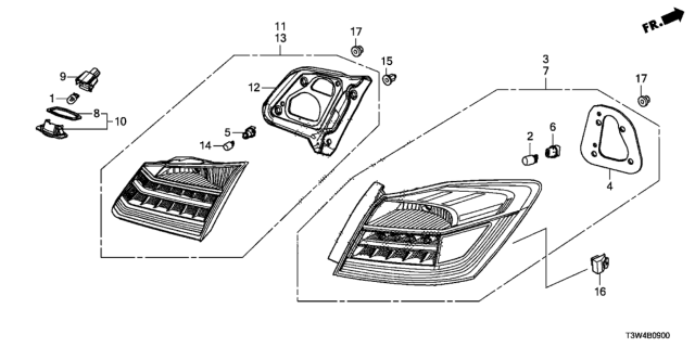 2015 Honda Accord Hybrid Light Assy ,L Tail Diagram for 33550-T3V-A02