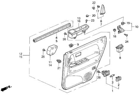 1998 Honda Odyssey 5 Door EX KA 4AT Rear Door Lining Diagram
