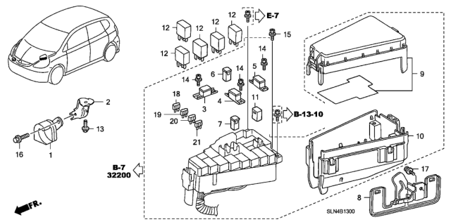 2008 Honda Fit 5 Door BASE KA 5MT Control Unit (Engine Room) Diagram