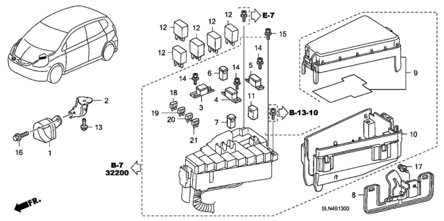 2007 Honda Fit Cover (Upper) (K) Diagram for 38251-SLN-A11