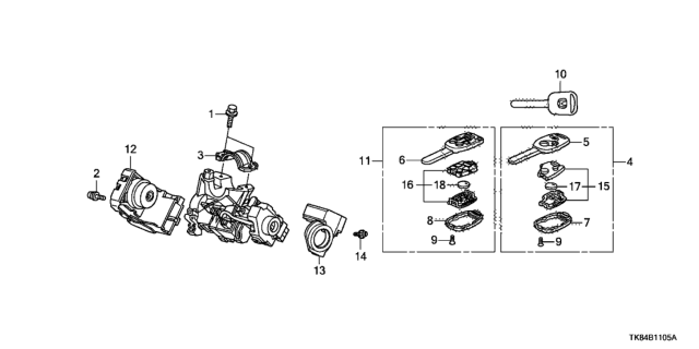 2011 Honda Odyssey Key Cylinder Components Diagram