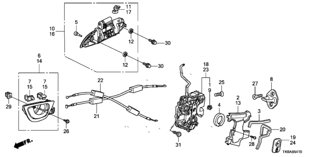 2013 Honda Fit Handle Assembly, Driver Side Door (Outer) (Crystal Black Pearl) Diagram for 72180-TK6-A11ZE