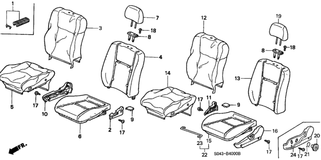 1997 Honda Civic Cover, Left Front Seat-Back Trim (Excel Charcoal) Diagram for 81521-S01-A12ZA