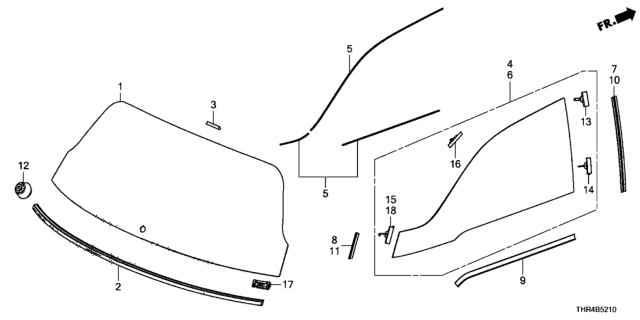 2019 Honda Odyssey Rear Windshield - Quarter Glass Diagram