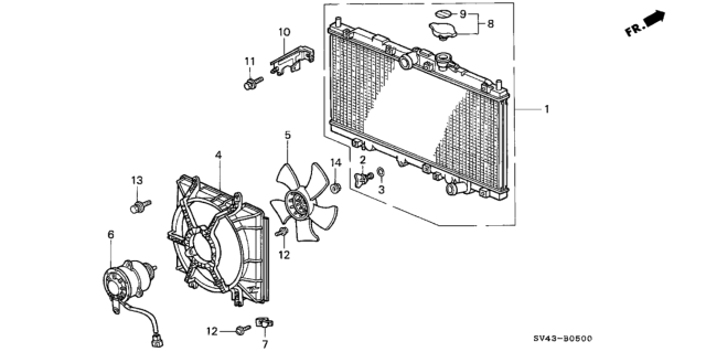 1995 Honda Accord Radiator (Denso) Diagram for 19010-P0H-A01