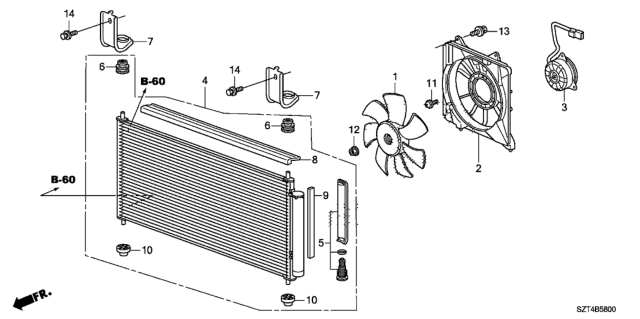 2011 Honda CR-Z A/C Condenser Diagram