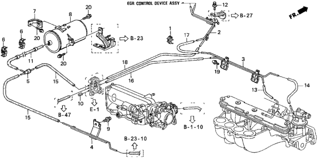 1997 Honda Odyssey 5 Door LX (7 SEATS (3PB)) KA 4AT Install Pipe - Tubing Diagram