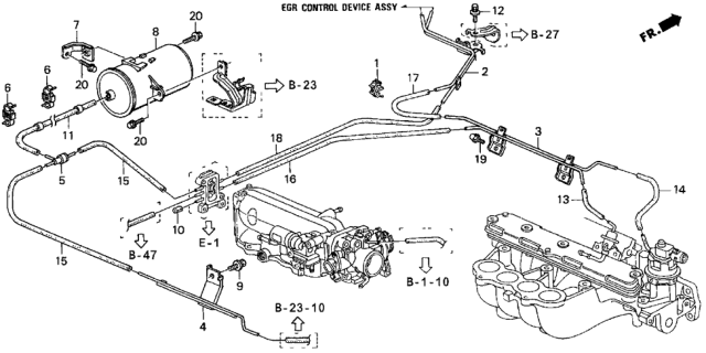 1997 Honda Odyssey Tank, Vacuum Diagram for 36625-P1E-A11