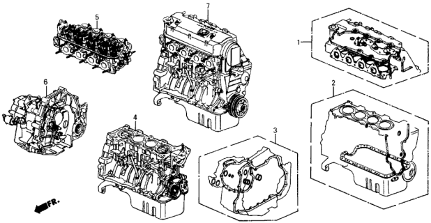 1990 Honda Civic Gasket Kit - Engine Assy.  - Transmission Assy. Diagram