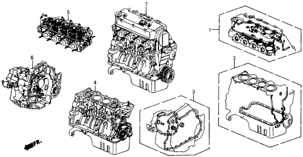 1991 Honda Civic Gasket Kit - Engine Assy.  - Transmission Assy. Diagram