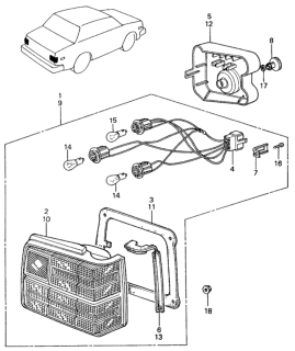 1982 Honda Civic 4 Door ** (1500) KH HMT Taillight Diagram