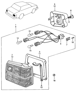 1981 Honda Civic Cover, L. End Diagram for 33555-SA8-003