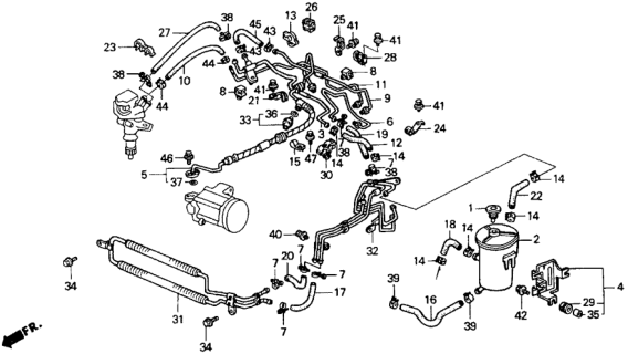 1992 Honda Accord P.S. Hoses - Pipes Diagram