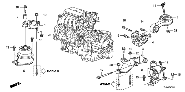 2012 Honda Fit Bracket, Torque Rod Diagram for 50690-TF0-980
