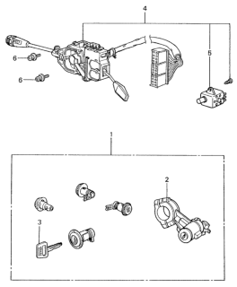 1982 Honda Civic Steering Wheel Switch - Lock Set Diagram