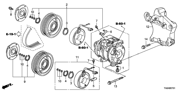 2012 Honda Accord A/C Compressor (V6) Diagram