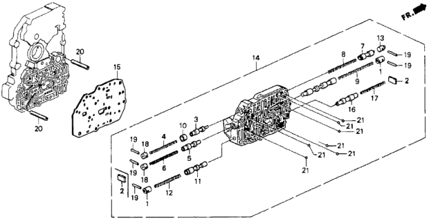 1991 Honda Accord AT Secondary Body Diagram