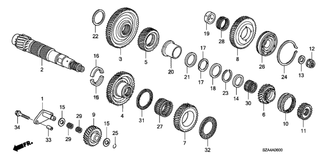 2009 Honda Pilot AT Countershaft Diagram