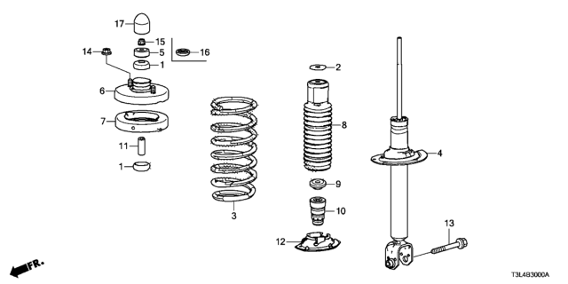 2013 Honda Accord Spring, Rear Diagram for 52441-T2B-A01