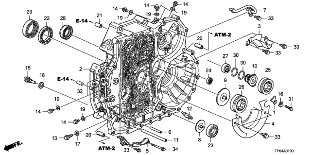 2011 Honda Crosstour AT Torque Converter Case (V6) Diagram