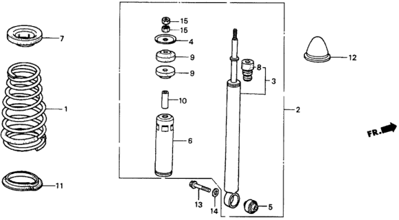 1986 Honda Civic Spring, Rear Diagram for 52441-SD9-671