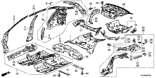 2015 Honda Accord Floor, FR. Diagram for 65100-T2F-305ZZ