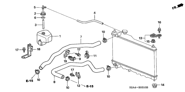 2005 Honda S2000 2 Door S2000 KA 6MT Radiator Hose Diagram