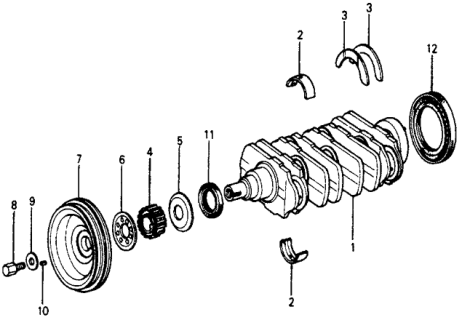 1978 Honda Accord Pulley, Crankshaft Diagram for 38921-671-000