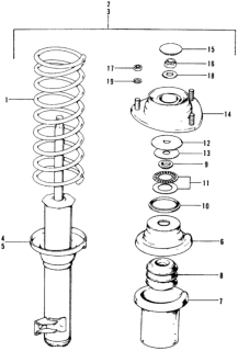 1973 Honda Civic Spring, Front Diagram for 51401-634-671
