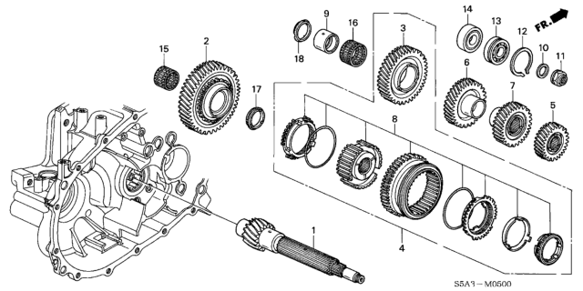 2003 Honda Civic MT Countershaft Diagram