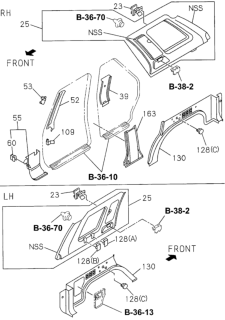 1995 Honda Passport Cover, L. Trim Center Pillar (Gray) Diagram for 8-97150-623-4