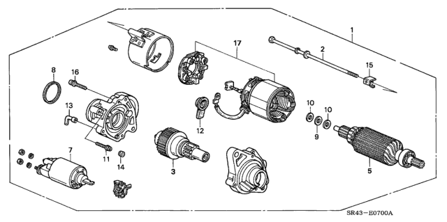 1993 Honda Civic Starter Motor (Mitsuba) Diagram 1