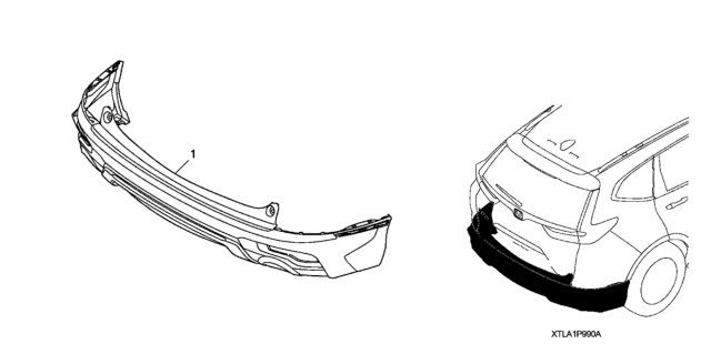 2018 Honda CR-V Aero Bumper - Rear (Dual Exhaust) Diagram