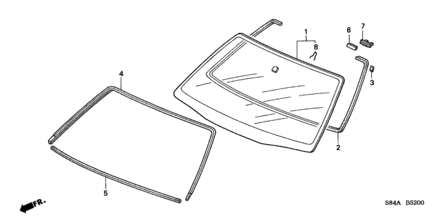 2002 Honda Accord Front Windshield Diagram