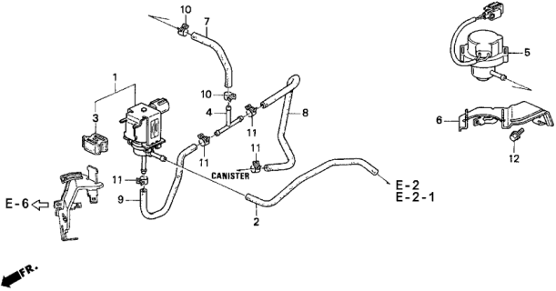 1996 Honda Prelude Hose B, Purge Diagram for 36386-P12-A00