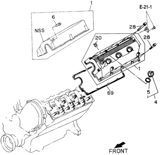 1995 Honda Passport Cover, R. Cylinder Head Diagram for 8-94364-711-3