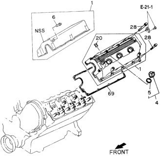 1995 Honda Passport Cover, L. Cylinder Head Diagram for 8-94364-712-3