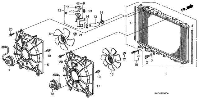 2009 Honda Civic Radiator (Denso) Diagram