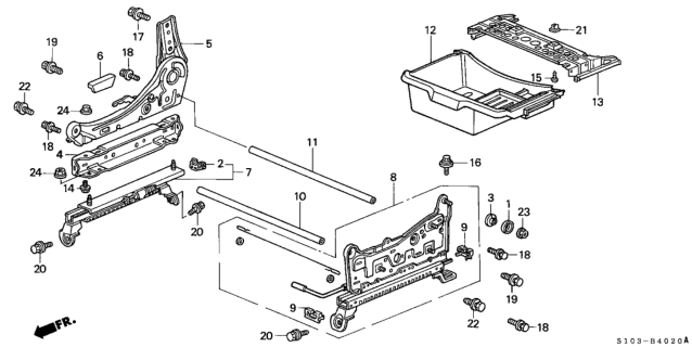 1997 Honda CR-V Knob, R. Reclining *NH167L* (GRAPHITE BLACK) Diagram for 81231-S01-003ZG