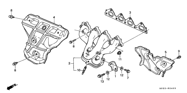 1999 Honda Civic Stay, Exhuast Manifold Diagram for 11942-P30-000