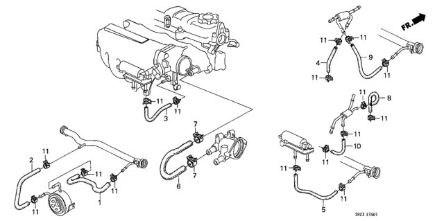 1990 Honda CRX Breather Heater Hose Diagram