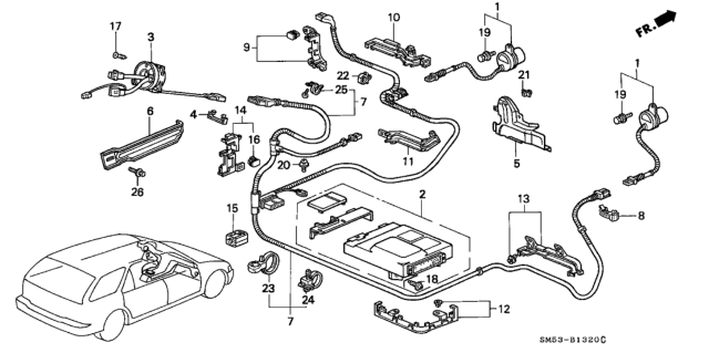 1992 Honda Accord Sensor Assy., SRS Dash Diagram for 06771-SM5-A81