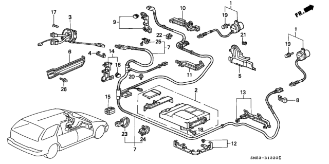 1992 Honda Accord SRS Control Unit Diagram